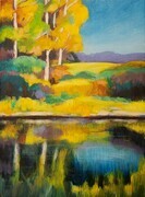 Jessica Kunnas Autumn Reflection  Size  9 X 12 %22 unframed Acrylic on Canvas Price  275
