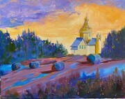 Val Holts The Church On the Hill 16x20 $300